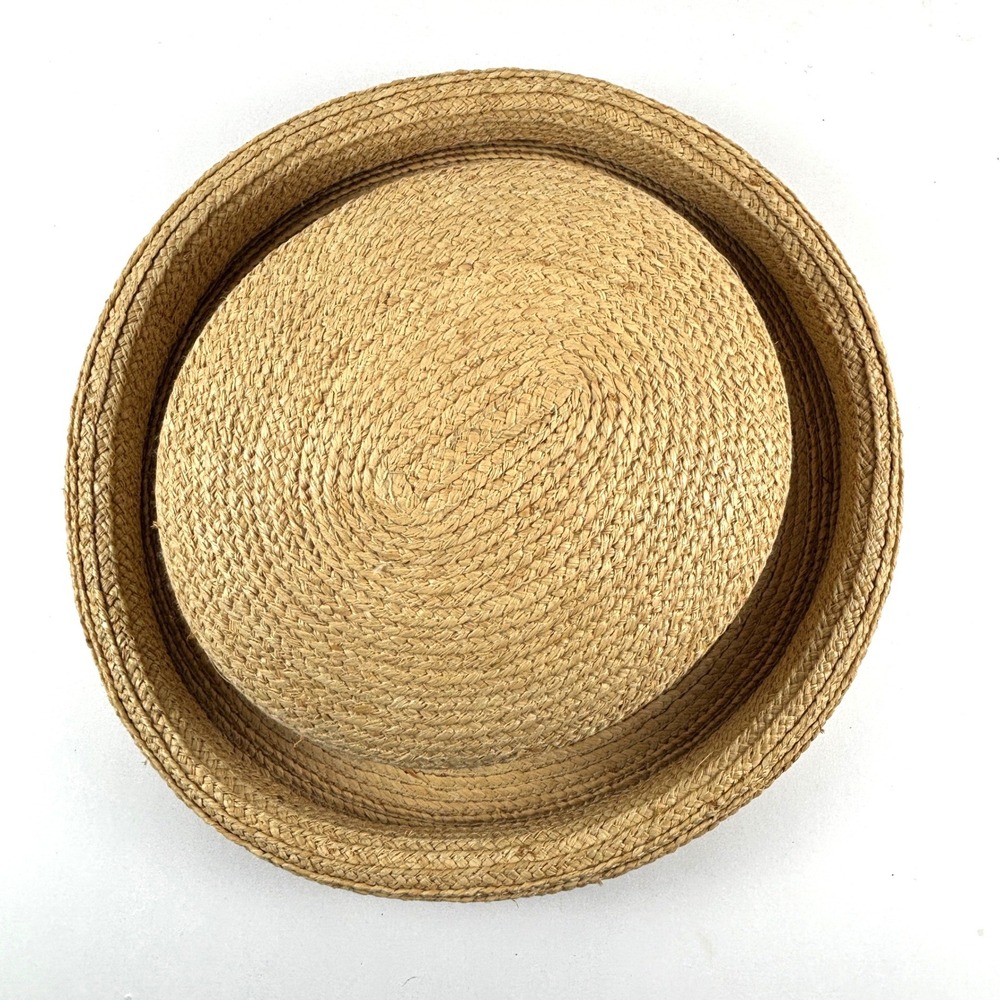Liz Claiborne Straw Boater Hat Womens OS Tan Rolled Brim Summer Sun Cottagecore - Picture 2 of 4